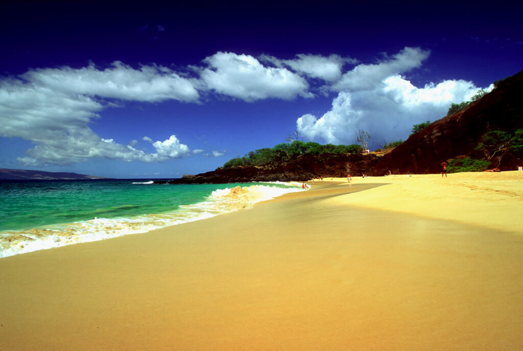Taken in Makena State Park, on the Island of Maui - Fuji Velvia 50, Sigma 17-35mm, cir. polarizing filter, and scanned to digital from slide using Nikon Coolscan IV ED (the black border is the slide m — Makena State Park Upgrades Include New Toll Booths, Pay Stations | Maui Tom's News