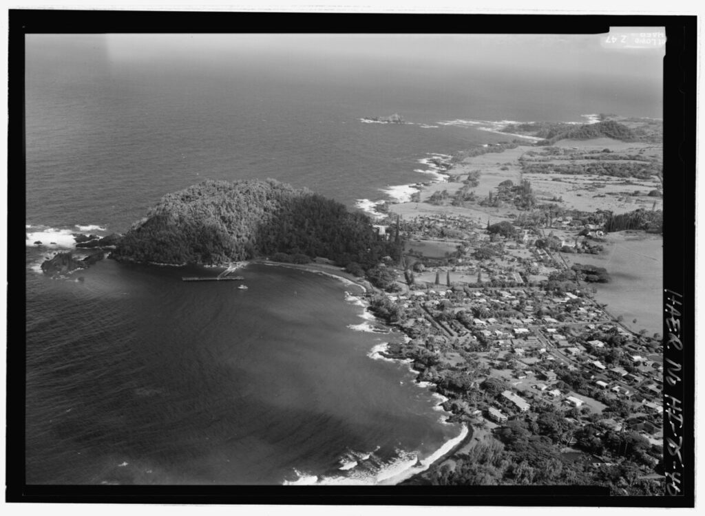 Aerial view, Hana Bay looking south - Hana Belt Road, Between Haiku and Kaipahulu, Hana, Maui County, HI HAER HI-75-40.tif — Maui County Hosting Free Outdoor Movie Nights Across All Islands in July | Maui Tom's News