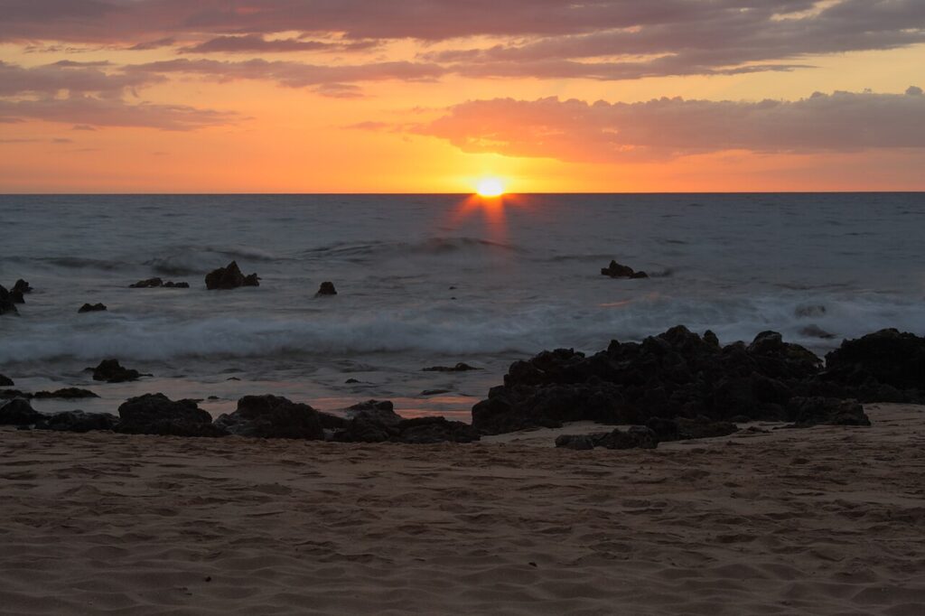 Sunset at Keawakapu Beach, Maui, Hawaii. — HTA-Funded Volunteer Program Addresses Maui's Unguarded Beach Safety Gaps | Maui Tom's News