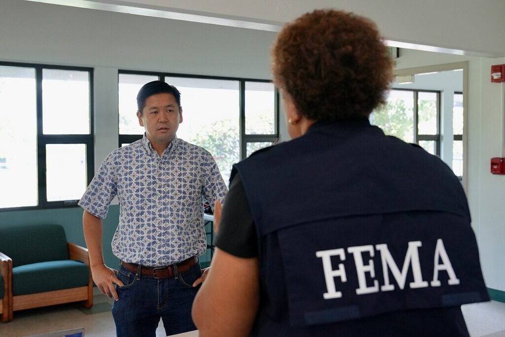 Maui, Hawaii (Aug. 14, 2023) - Hawaii State Representative Troy Hashimoto visits the FEMA Disaster Recovery Center. — FEMA Reimburses Maui County $1.1M for Wildfire Water System Emergency Costs | Maui Tom's News
