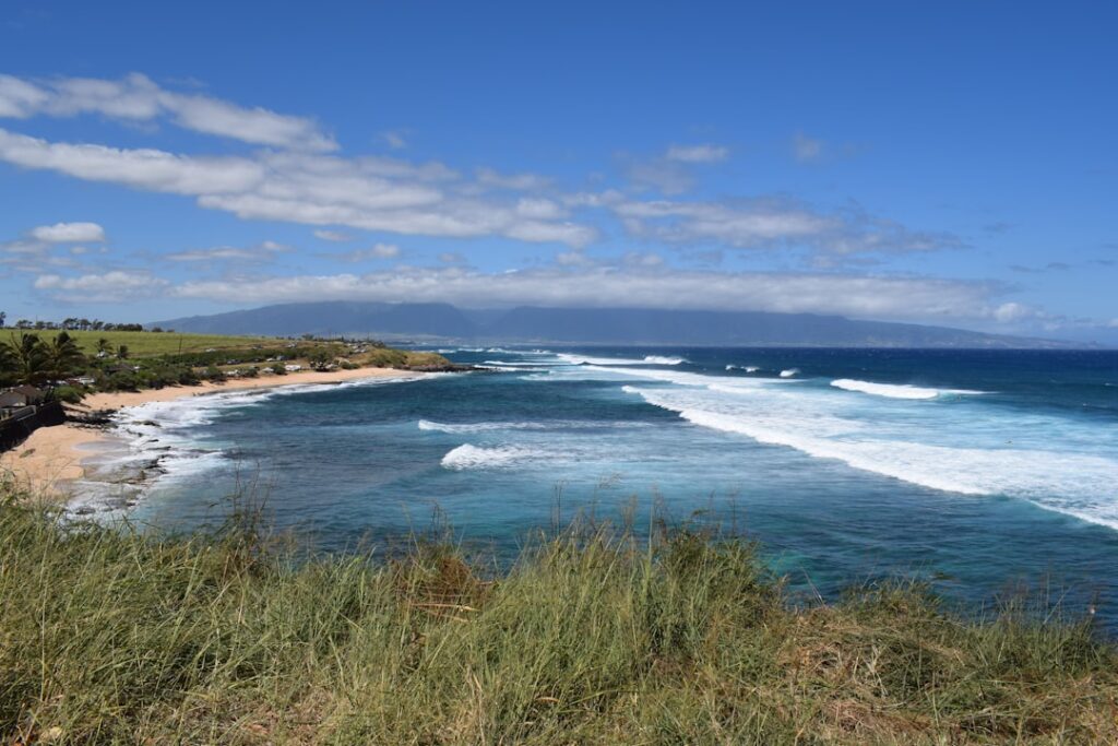 green grass near sea under blue sky during daytime — Hurricane Lowell Brings High Surf Warning to Maui South Shores Through Tuesday | Maui Tom's News
